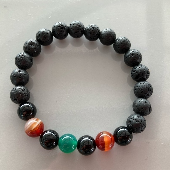 STRETCH Bracelet with Agate and Lava  Stones - Picture 9 of 9